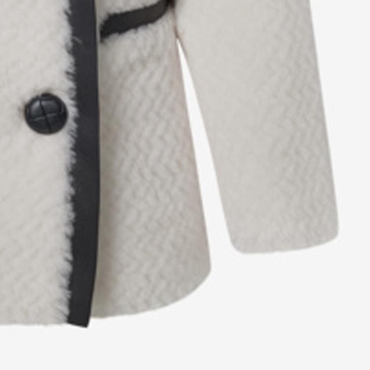 Karl Lagerfeld Elegant Party Light Luxury Striped Trim Double-Breasted Mid-Length Velvet Coat Women Coats 227L1904