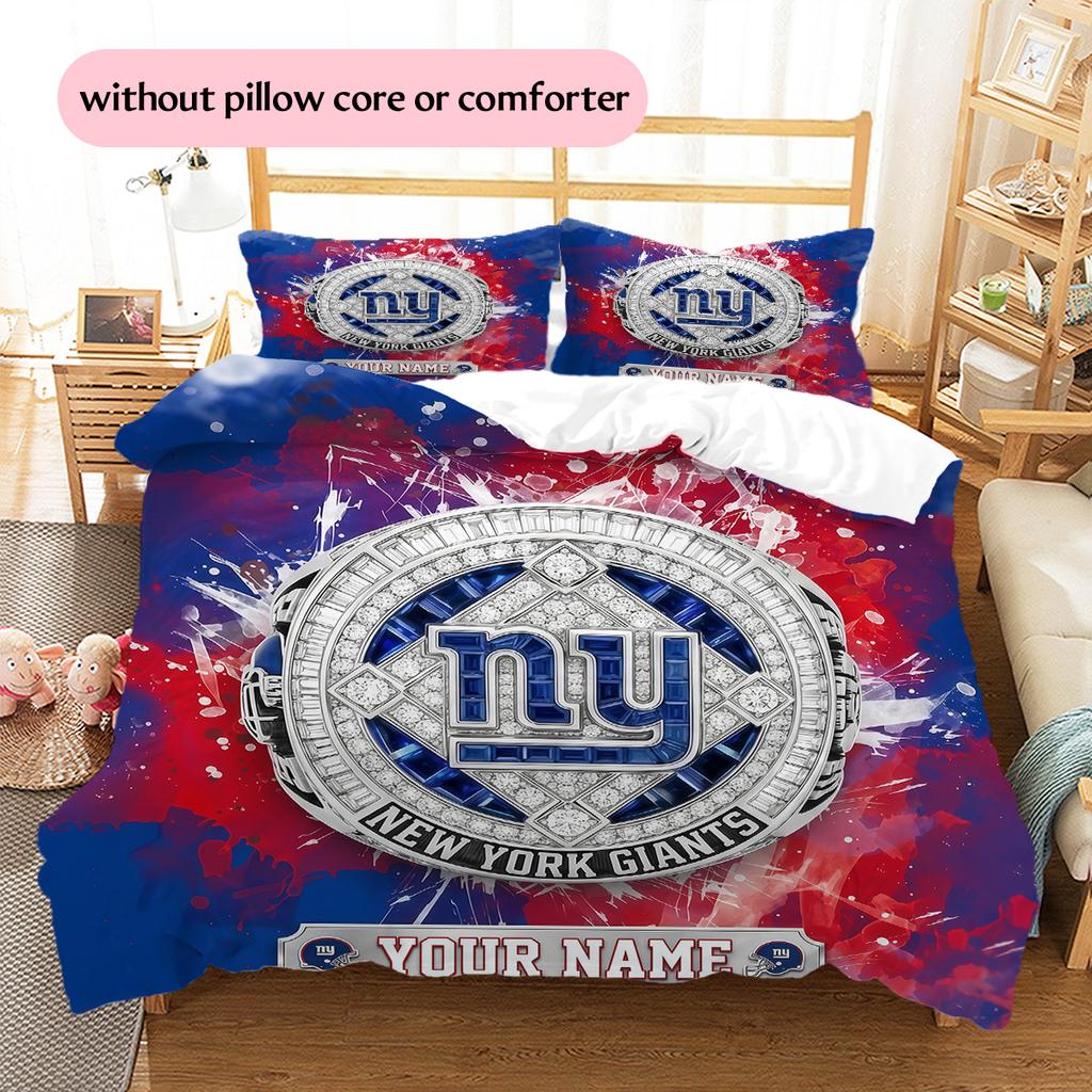 Custom Name New York Giants2 Pattern Bedding Quilt Set  Home Decoration  Gift (1 * duvet cover + 2 * pillowcase  without core)