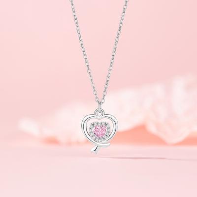 Original Pink Diamond Love Necklace Jewelry Femininity Commuter Stainless Steel Clavicle Chain