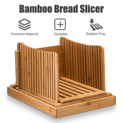 Bamboo Bread Slicer with Cutting Board Foldable Adjustable Bread Slicer For Homemade Bread Loaf