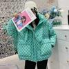 New Checkerboard Down Jacket Women's Short Hooded Loose Thickened White Duck Down Jacket Trend