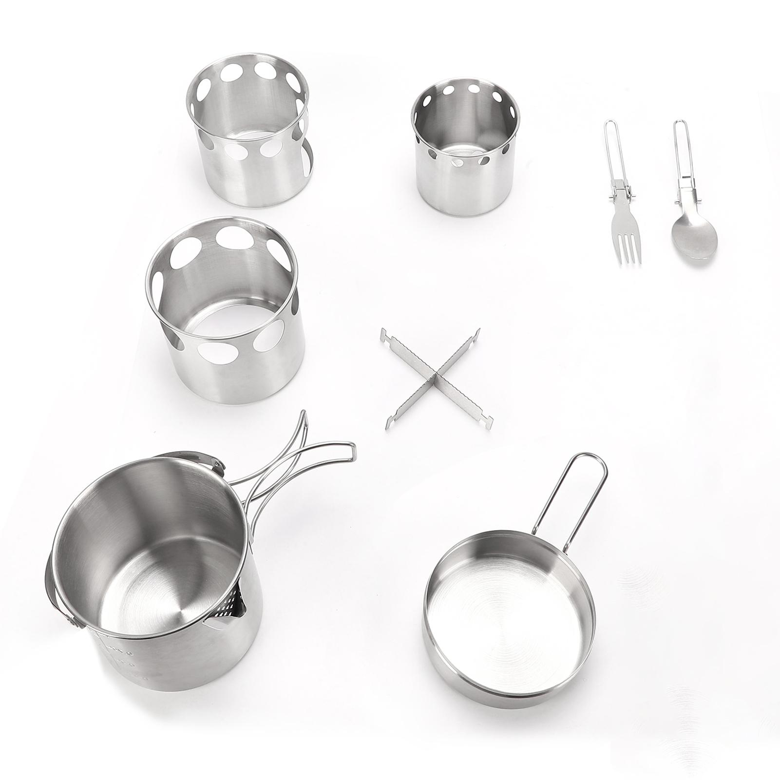 

Stainless Steel Camping Cookware Set, 1L Saucepan, Portable, Lightweight and for Outdoor Cooking with Folding Handle, Suitable for Hiking