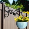 Wrought Iron Wall Mounted Holder Hanging Basket Bracket Flower Pot Hanger Wind Chime Lantern Support for Garden Decor
