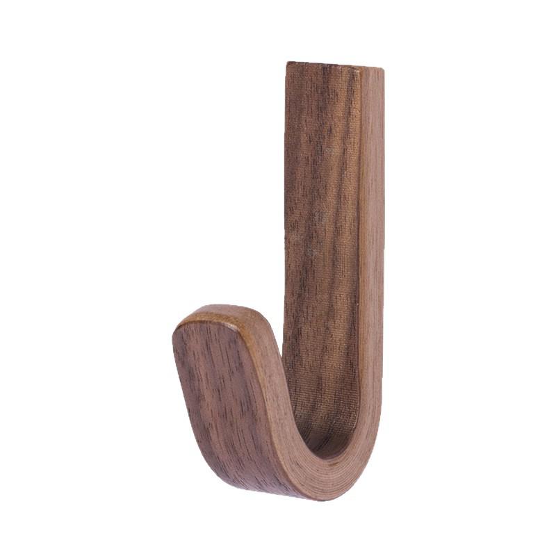 Black Walnut No-Drill Adhesive Coat & Hat Hook - Personalized Bathroom Design