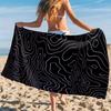 Black Contour Map Beach Towel Cartoon Quick Dry Microfiber Bath Towel for Swimming Surfing Camping Unisex Holiday