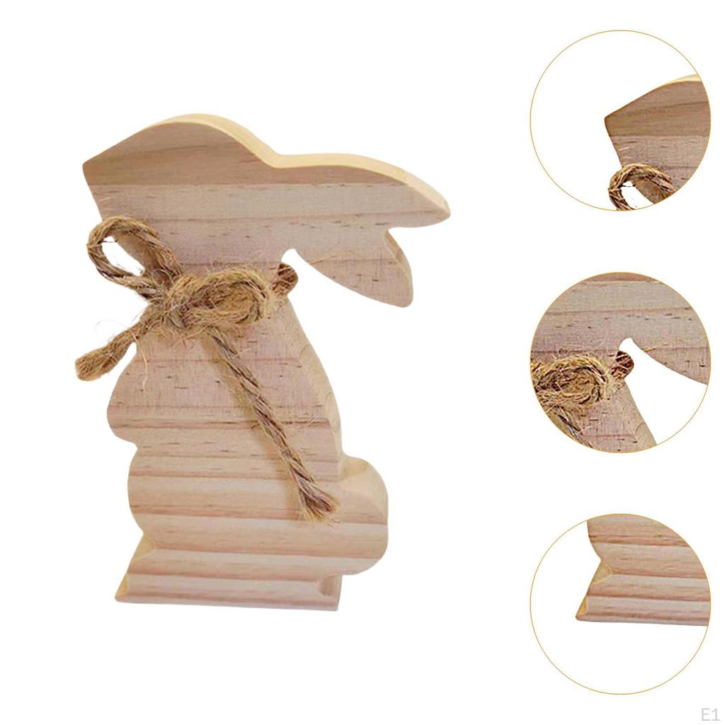 Wooden Bunny Sign Centerpieces Bookshelf Indoor Accent Unfinished Rabbit Block Easter Table