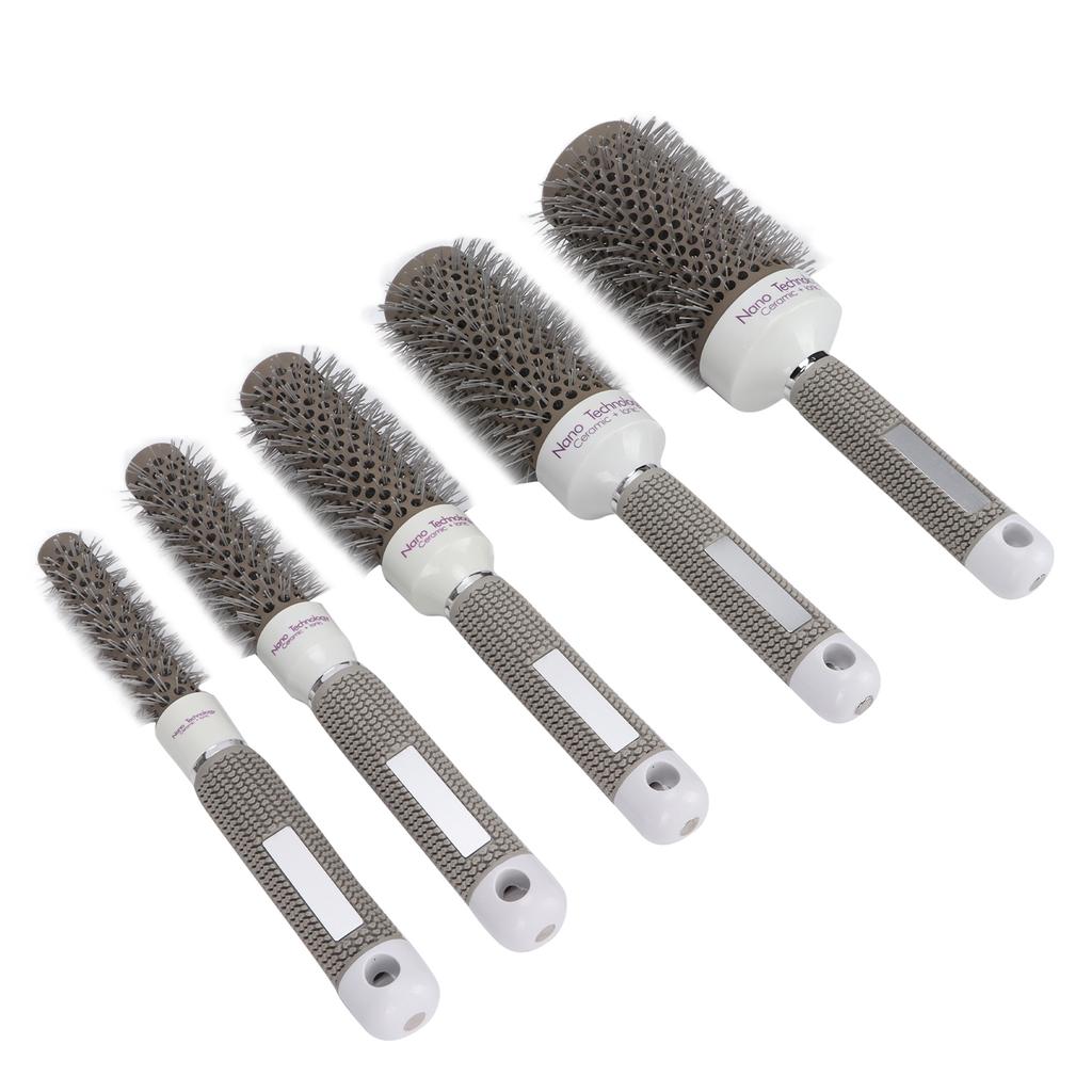 Set de 5 cepillos redondos Cepillo para el cabello con conducción de calor Peine Set de herramientas de peluquería para secado con secador, rizado