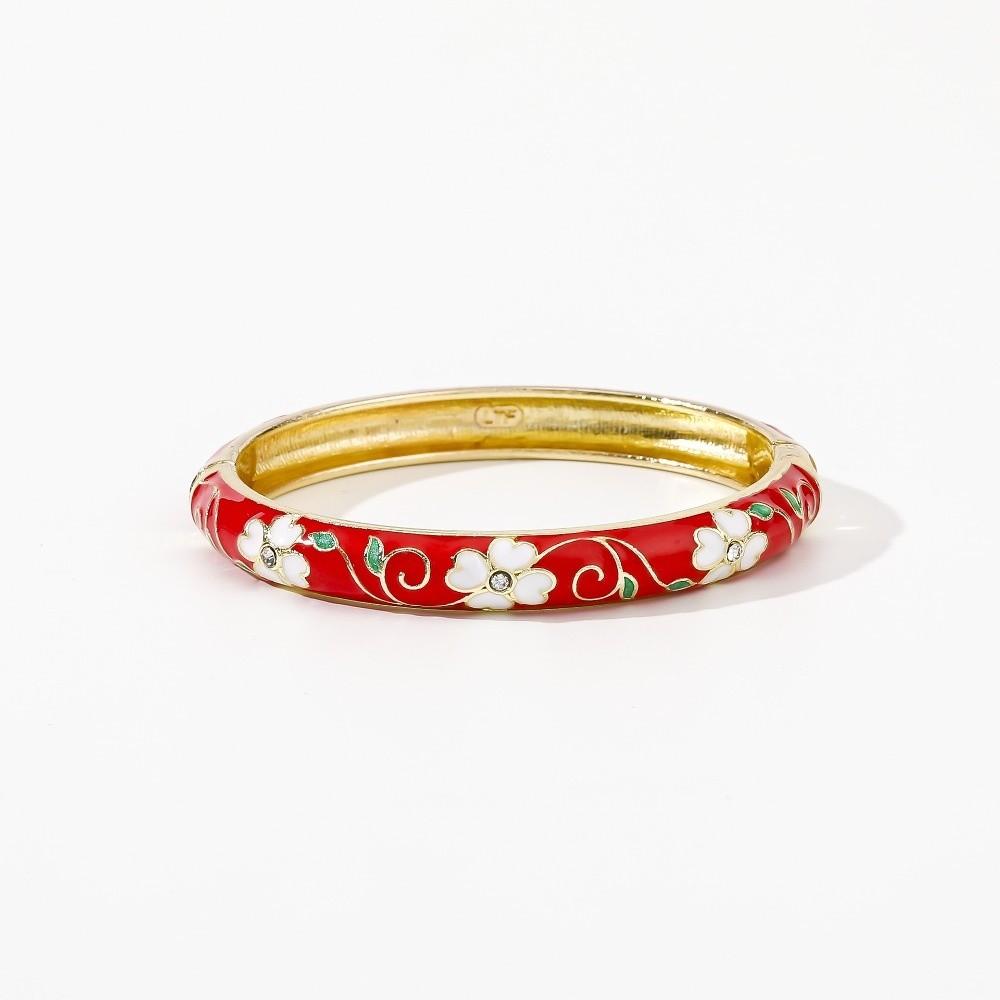 Enamel Vintage Cloisonne Bangle Traditional Chinese Chinese Flower Bangle Classic Cherry Blossom Women's Hand Bracelet