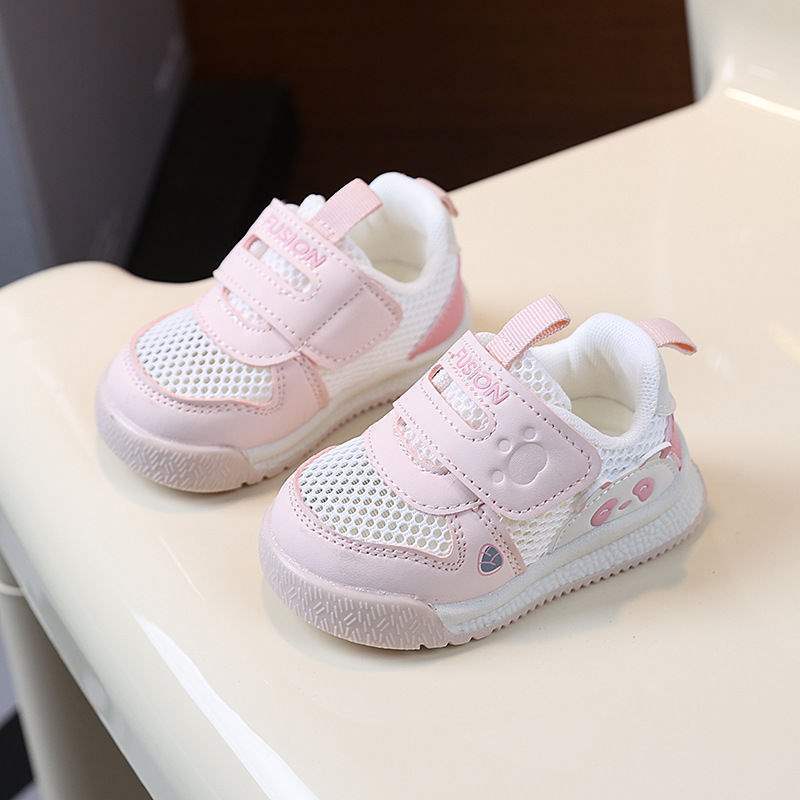 Toddler shoes hollow mesh breathable panda shoes summer new boys shoes soft sole baby shoes girl baby white shoes