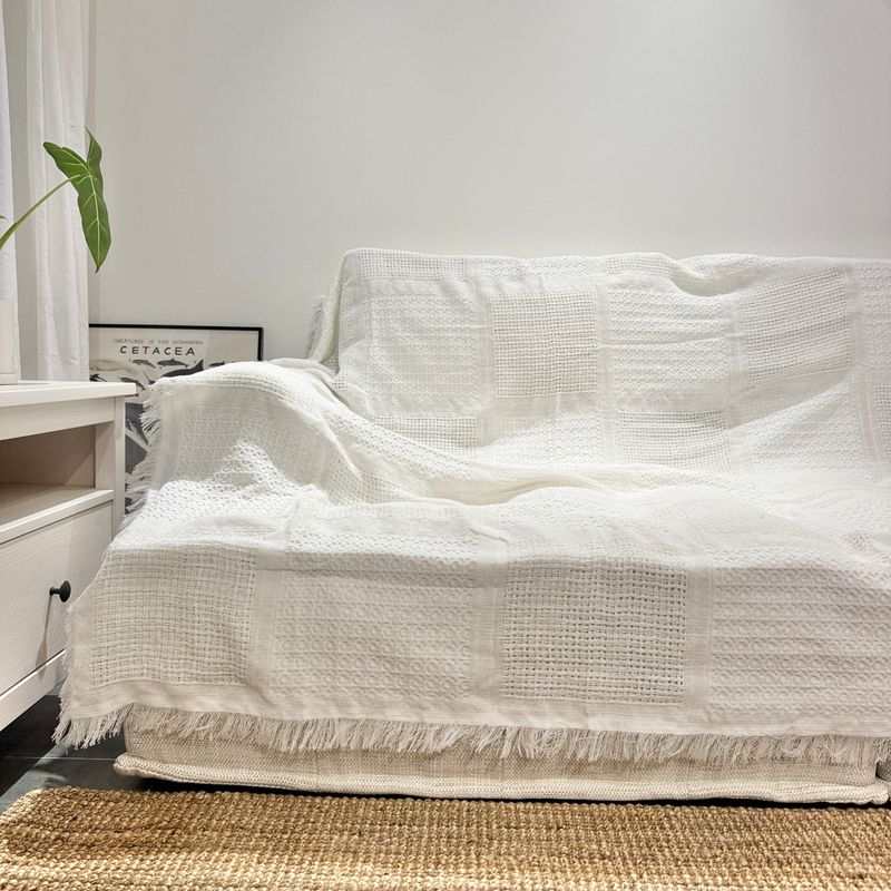 

Экспорт Хвостовой Лист Французский Пасторальный Белый Хлопковый Плед Полное Покрытие Подушка для Дивана Полотенце для Дивана Однотонный Бежевый Сетка Grid 130*170cm