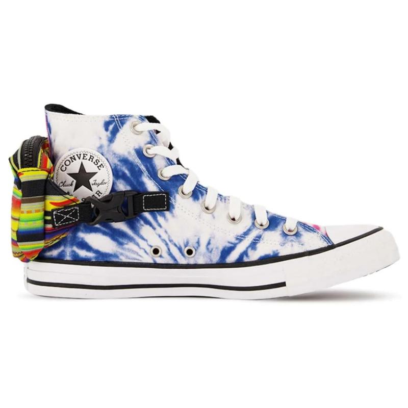 Converse Chuck Taylor All Star Buckle Up Round Toe Lace-Up High-Top Canvas Shoes Unisex Blue and White