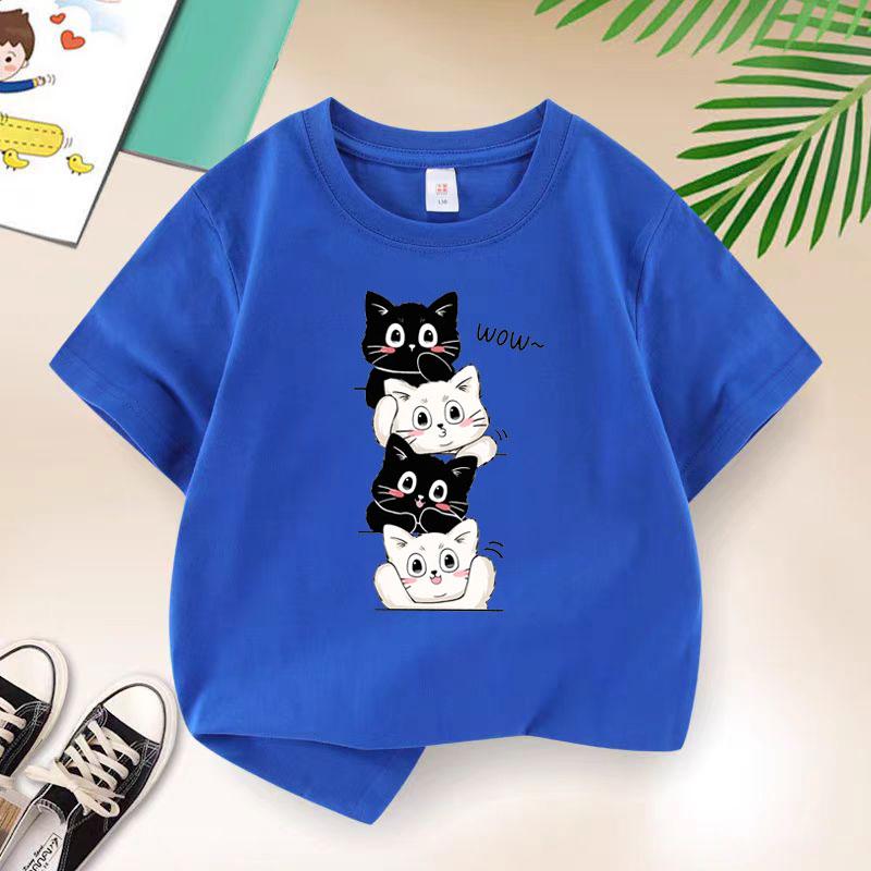 The Cat Family T-shirt for Boys New Kids T Shirt Cute Children Casual Clothes Teen Baby Boy Summer Tops