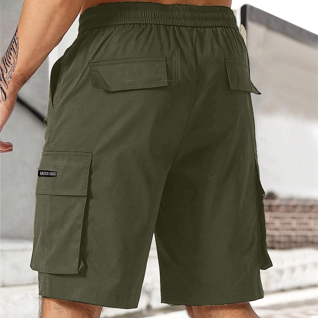 Men's Drawstring Belted Multi-pocket Cargo Shorts