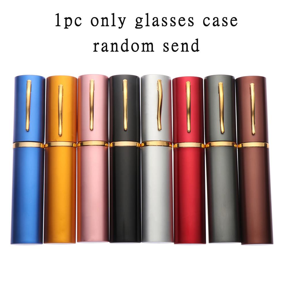 Unisex Reading Glasses with Pen Tube Case Portable Presbyopic Glasses Metal Case Spring Hinge Eyeglasses Vision Care +1.00~+4.00