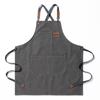 Waterproof Thickened Cotton Denim Apron - Oil and Stain Resistant, Solid Color Design for Household Kitchen Use