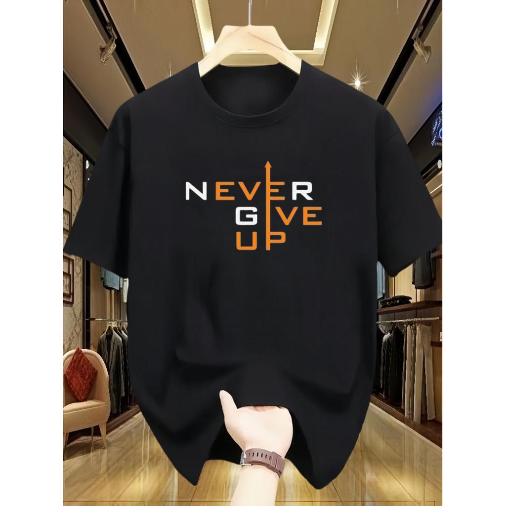 Never Give Up Graphic Tee Men Women Cotton Short Sleeve Breathable Daily Casual TShirt
