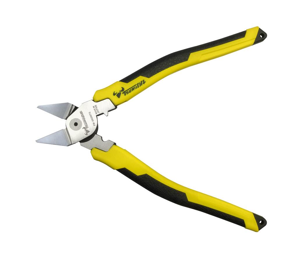 TSUNODA Electrician Power Powerful Diagonal Nippers 200mm Steel Wire Cutting Simple Crimping Staple Removal Cable/Stainless PW-SN200GT
