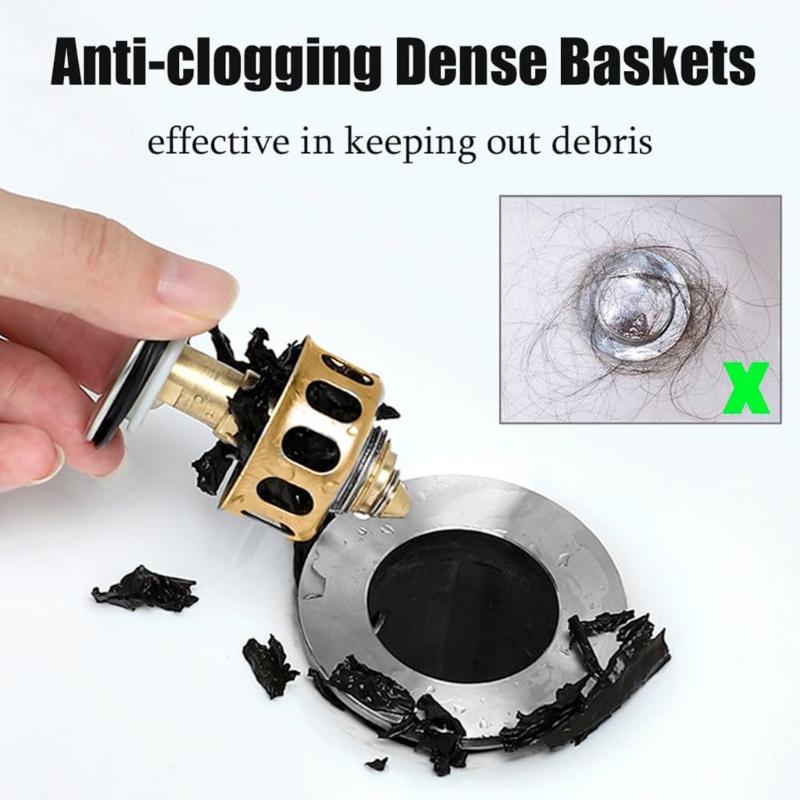 Copper Drain Filter Bounce Cores Sink Drain Plug Sink Basins Drain Basket Sink Stoppers for Bathroom Kitchen