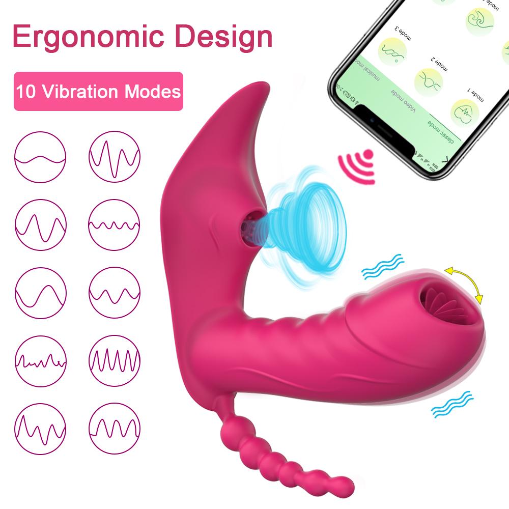 3 In 1 Wireless Bluetooth G Spot Dildo Vibrator For Women App Long Distance Remote Control Sucker Clitoris Stimulator Sex Toys
