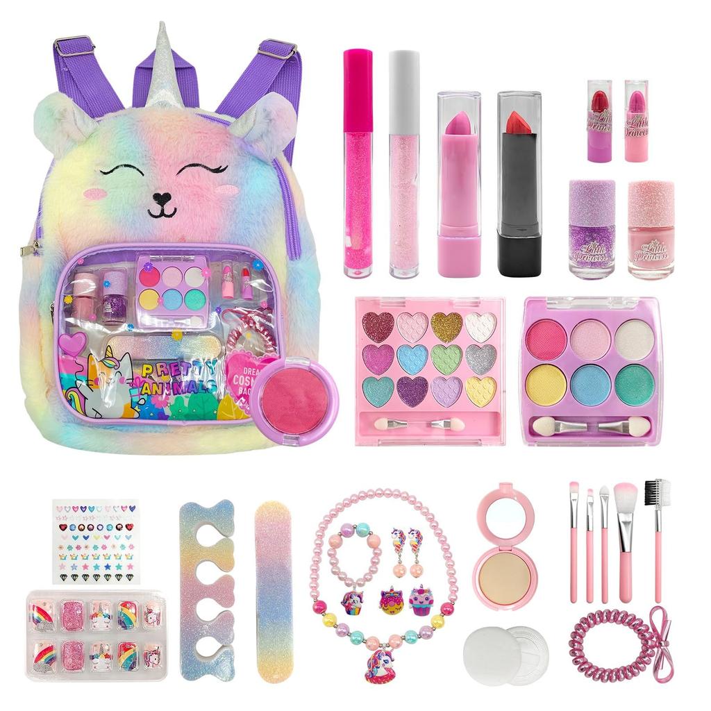 Aifieego Kids Makeup Princess Makeup Popular Cosmetics Pretend Play Kids Makeup Nail Perfect Birthday Gift for Elementary School Ages and 13 48-Piece