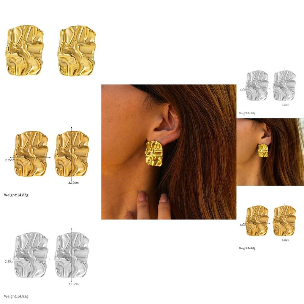 Ohrringe aus 18k Gold Titanstahl mit geometrischer, unregelmäßiger Textur für stilvolle Pendler