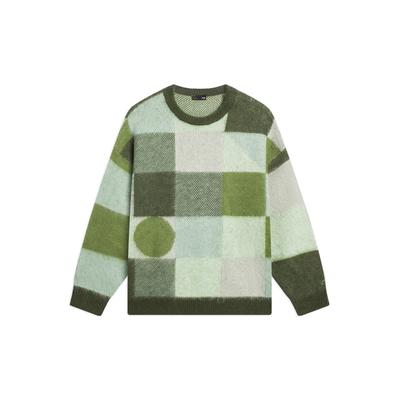 Li Ning CF Pursuit Of Dreams Thema Casual Geruit Ronde Hals Lange Mouw Trui Unisex trui Schildpadgrasgroen AMBS189-2