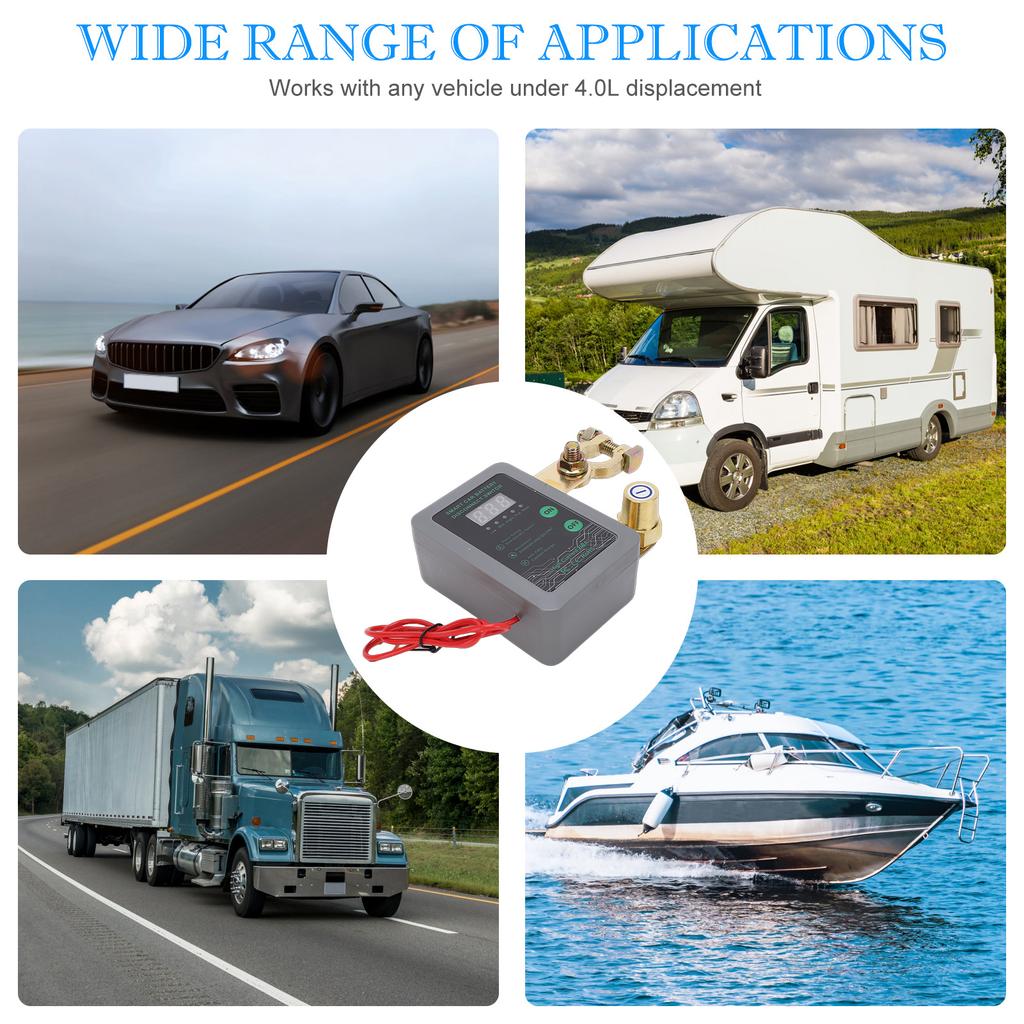 Intelligent Battery Disconnect Switch, 12V 24V Digital Display Manual Remote Battery Isolator for Cars, SUVs, MPVs, EVs