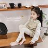 Girls Sweet Style Ankle Length Leggings With Cloth Bow Ruffle Hem Soft Stretchy Lightweight Fabric Fashion 9-Point Pants Perfect