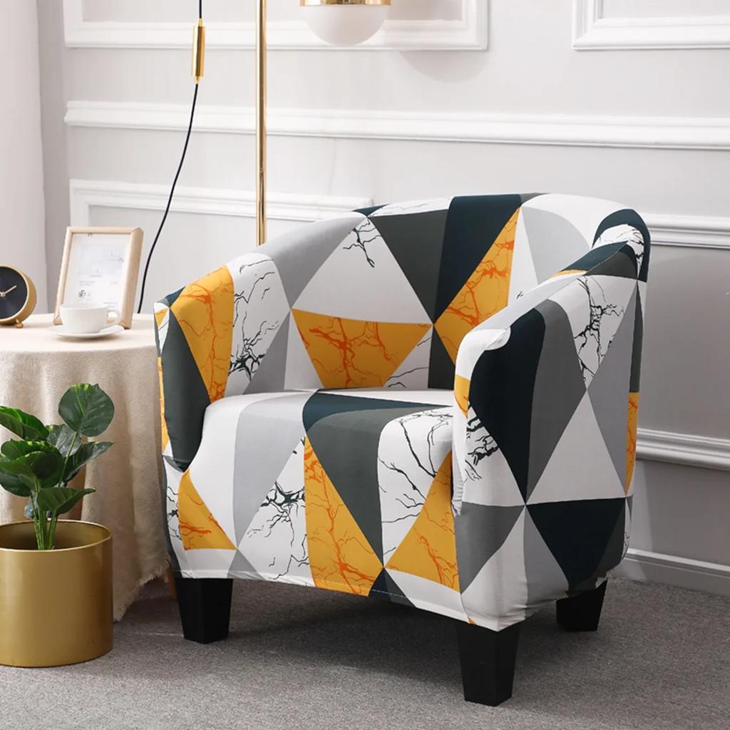Tub Chair Cover Stretch Spandex Club Armchair Covers Office Coffee Bar Tub Sofa Slipcovers for Living Room Furniture Protector