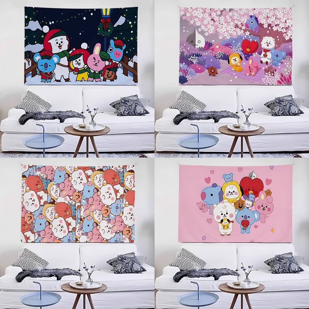 Cute CartoonAbt21S Kawaii Tapestry Wall Hanging Tapestry Art Deco Blanket Curtain Hanging At Home Bedroom Living Room Decor