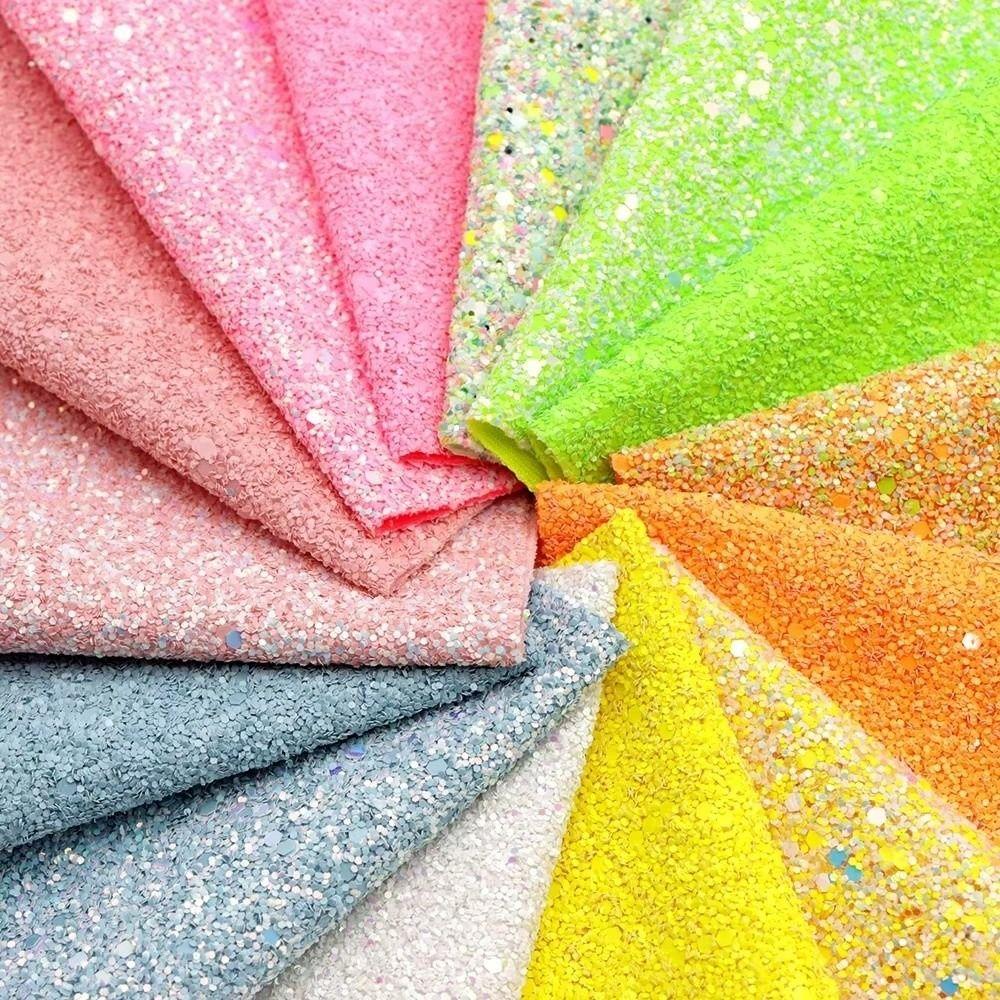 Colorful Glitter Glitter PVC Leather Fabric Sparkling Powder Faux Leather  Bag Making Material