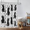 1Pc Black Cat Print Waterproof Shower Partition Privacy Protection Curtain With 12 Hooks Multiple Sizes Easy To Installation