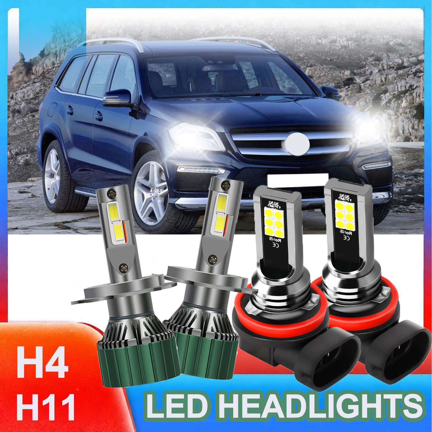 

H4 High Low Beam LED Headlight with External Drive 6000K white Car Light DC12V H11 Fog Light kit