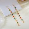 Bohemian Trendy Colorful Love Heart Shape Rhinestone Long Earrings For Women Temperament Crystal Tassel Hanging Earring Jewelry