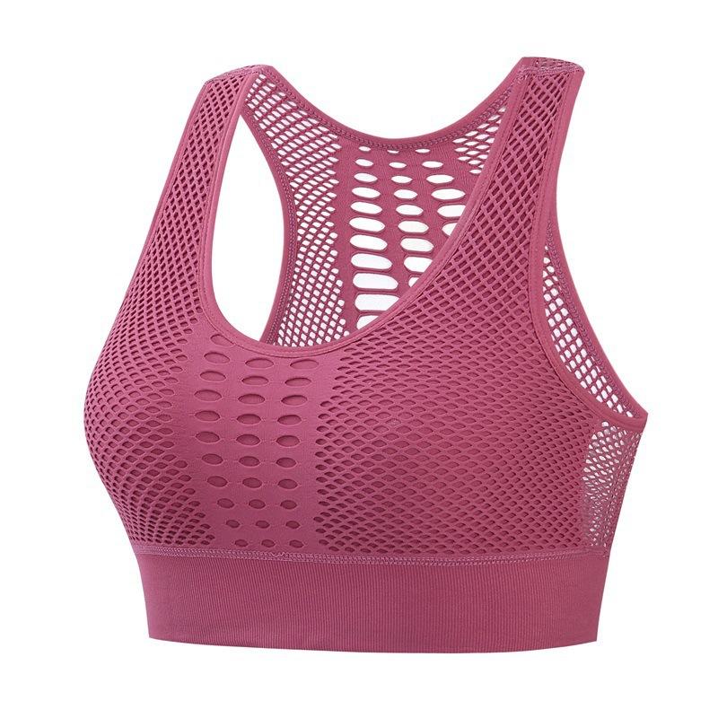 Sutien activ respirabil pentru femei Sutien sport din plasă sexy Top sport Push Up Sală de gimnastică Lenjerie de corp pentru femei Sutien de yoga pentru alergare fără sudură