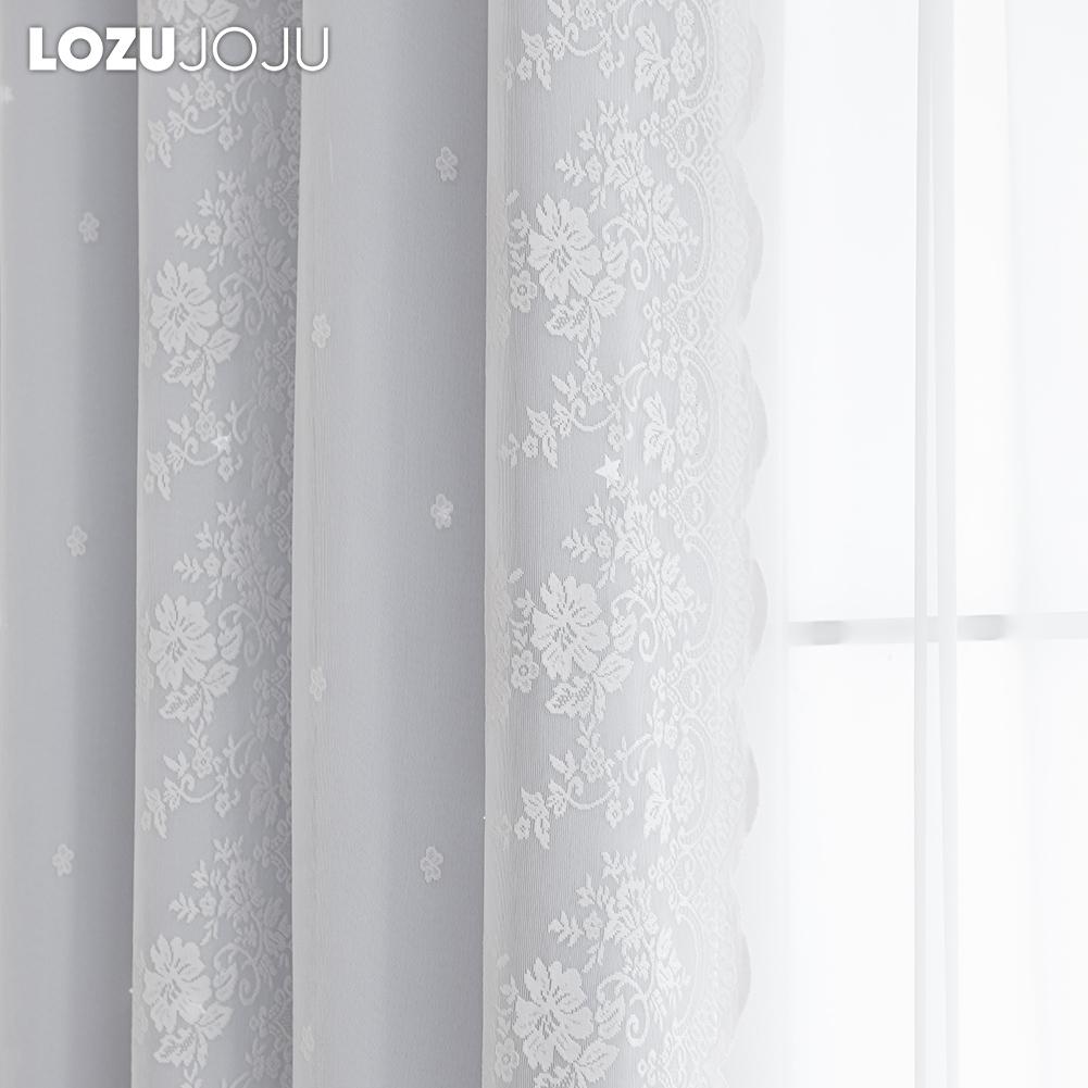 

Комплект из серых затемняющих штор LOZUJOJU Hollow Star и кружевных прозрачных штор, двухслойные короткие шторы для гостиной, спальни, домашнего декора W100cm x L200cm