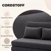 Floor Chair with Backrest, Corduroy Folding Sofa as Guest Bed, Adjustable Backrest, Wide Seat, Dark Grey