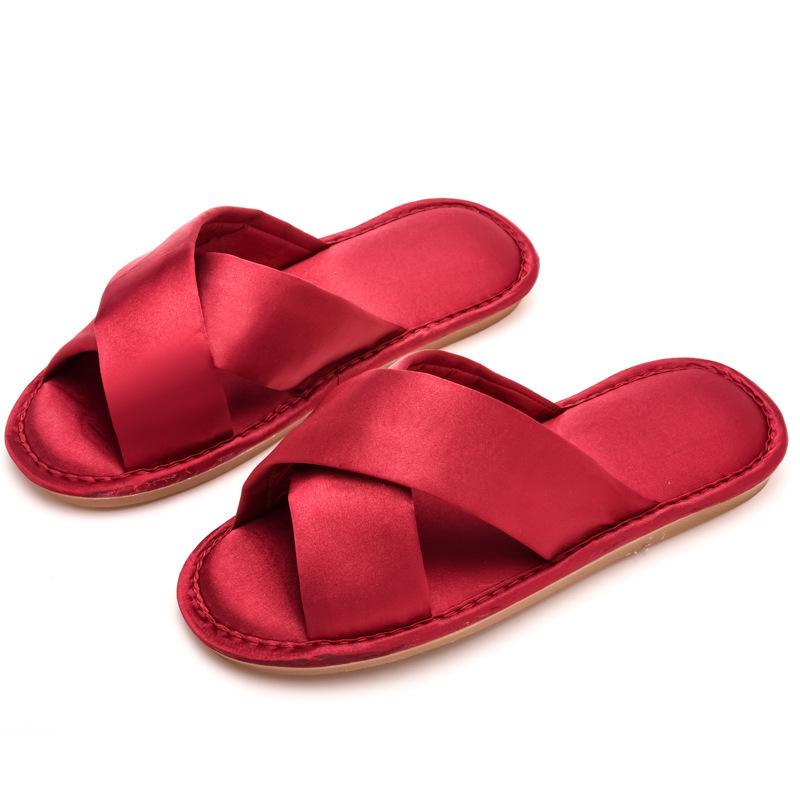 Open Toe Slides House Sandals for Women&Men Summer Satin Slip on Flat Sandals Indoor Outdoor Beach Shoes for Couple Dress Shoes Bedroom Slippers