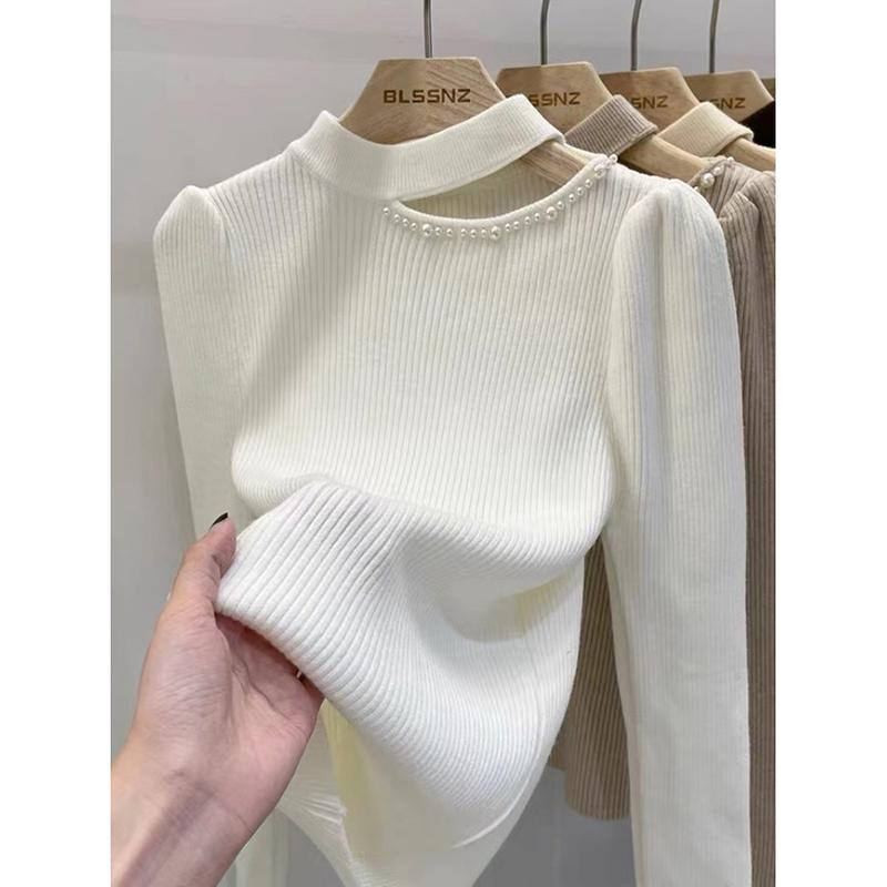 

Модный полый полувысокий воротник, базовый пуловер, свитера женские, осень-зима, облегающий вязаный свитер, женский, элегантный, однотонный, повседневный, трикотажный джемпер 24850 One Size белый