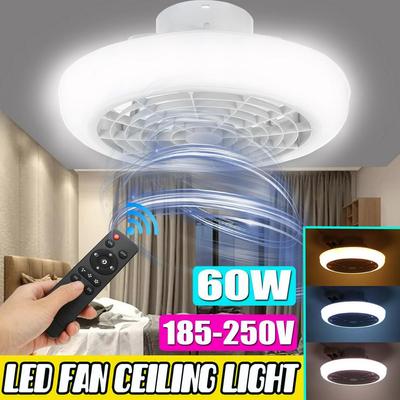 AC185-250V 60W stropní ventilátor světlo Dálkové ovládání LED stropní ventilátor se světlem stmívatelné ložnice Kancelář Home 45CM X 20CM