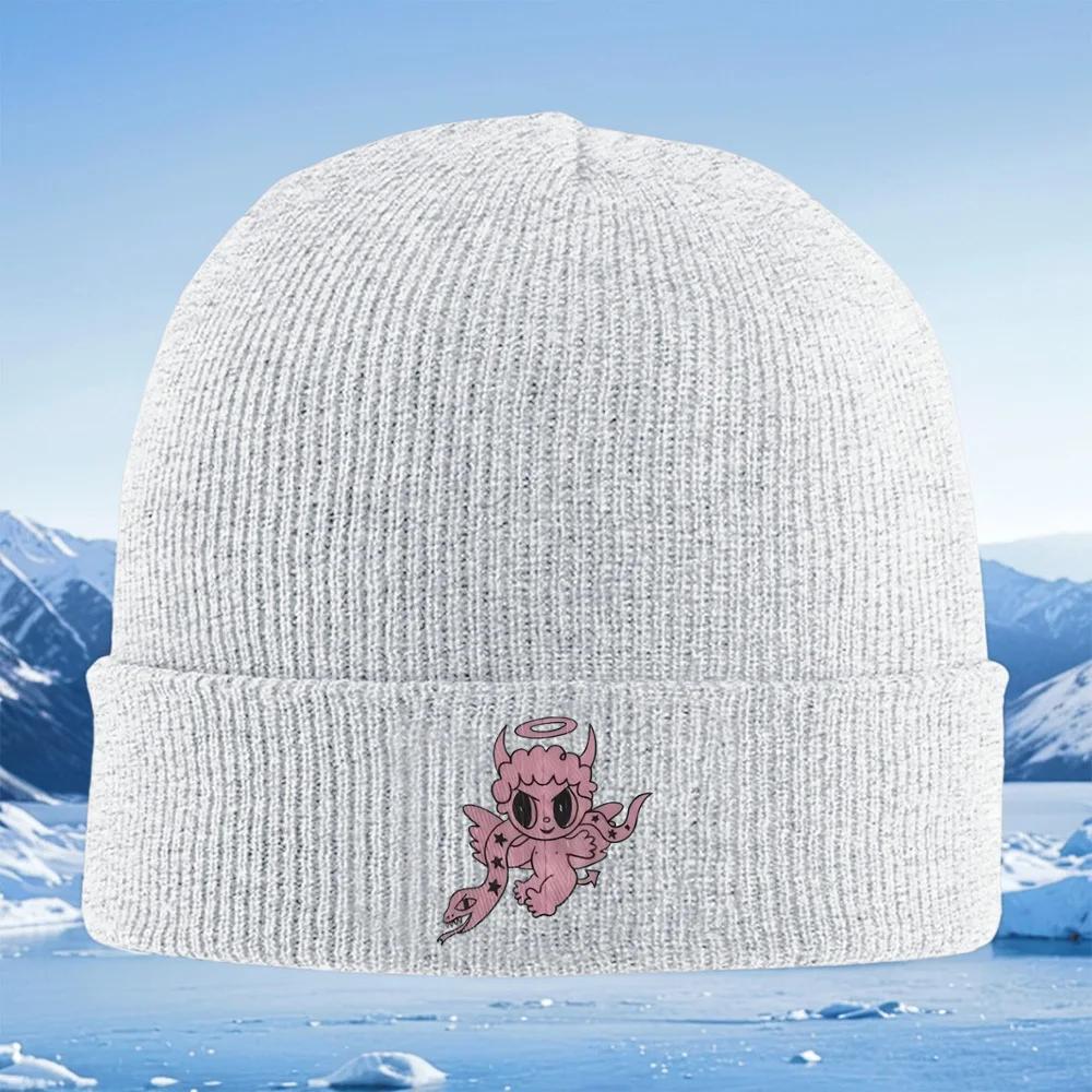 Angel Demon Wings Halo Snake Star Cute Unisex Women Unisex Knitted Hat Beanie Pullover Cap Winter Thermal Warm Christmas Outdoor Cy