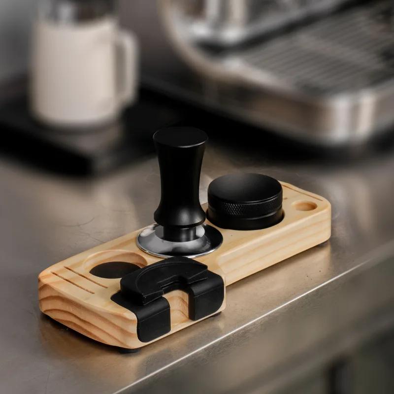 Coffee Ware Portafilter Tamper Stand Wooden Universal Portafilter Organizer Coffee Lever Tool Tamper Mat Presser Holder
