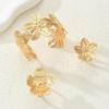 3Pcs/Set Fashion Metal Large Flower Splicing Bracelet for Women Trend Open Flowers Bangle Rings Sets Party Holiday Jewelry Gifts