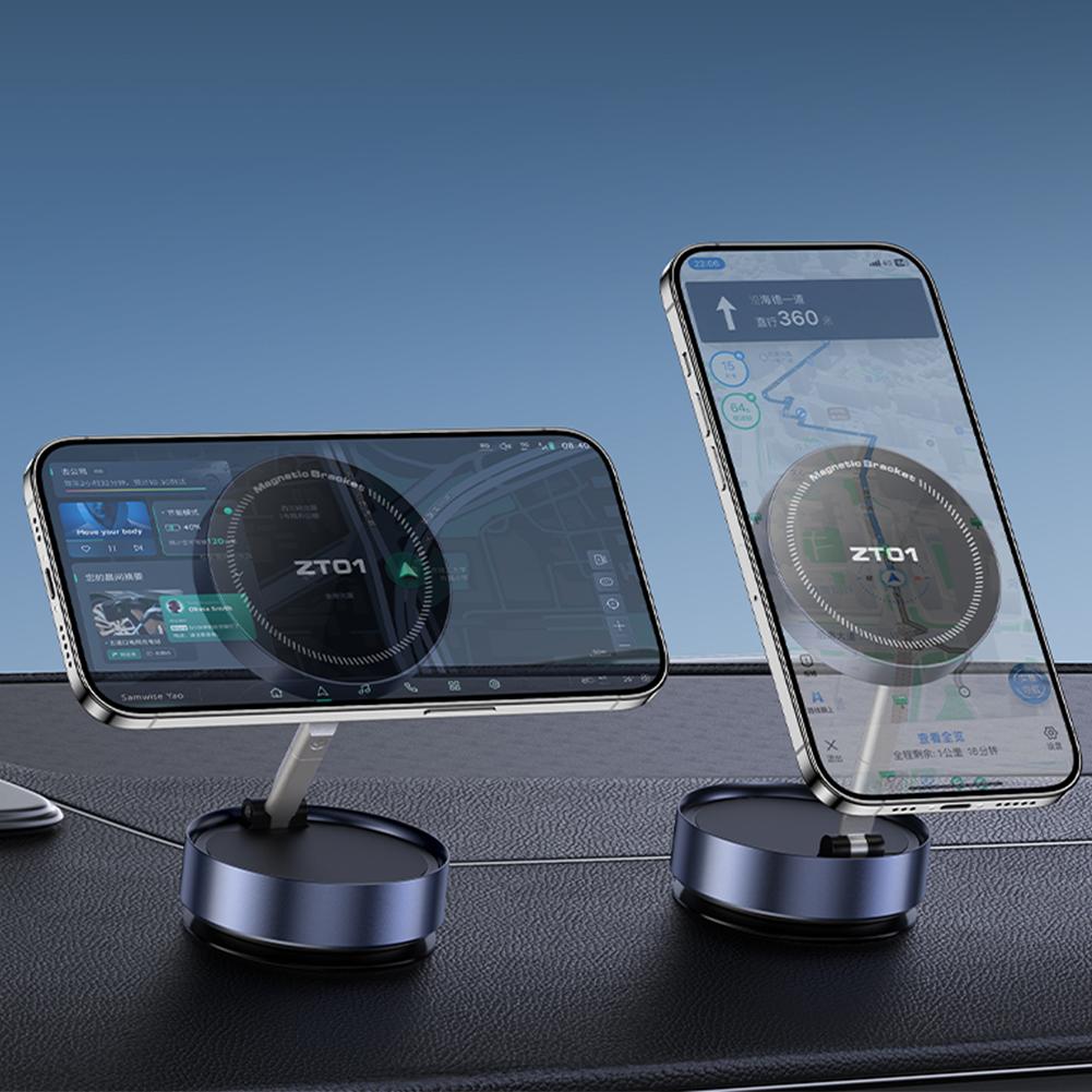 Magnetic Vacuum Car Phone Holder Foldable Suction Cup Navigation Stand Bracket Vacuum Suction Phone Holder for Magsafe iPhone