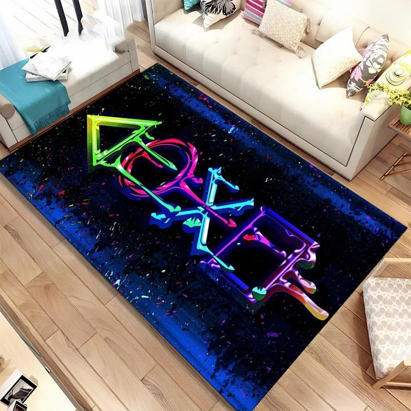 Desenho animado jogo gamer gamepad tapete tapete para sala de estar quarto decoração de casa, tapete de chão antiderrapante decoração sala de jogos infantil sofá capacho