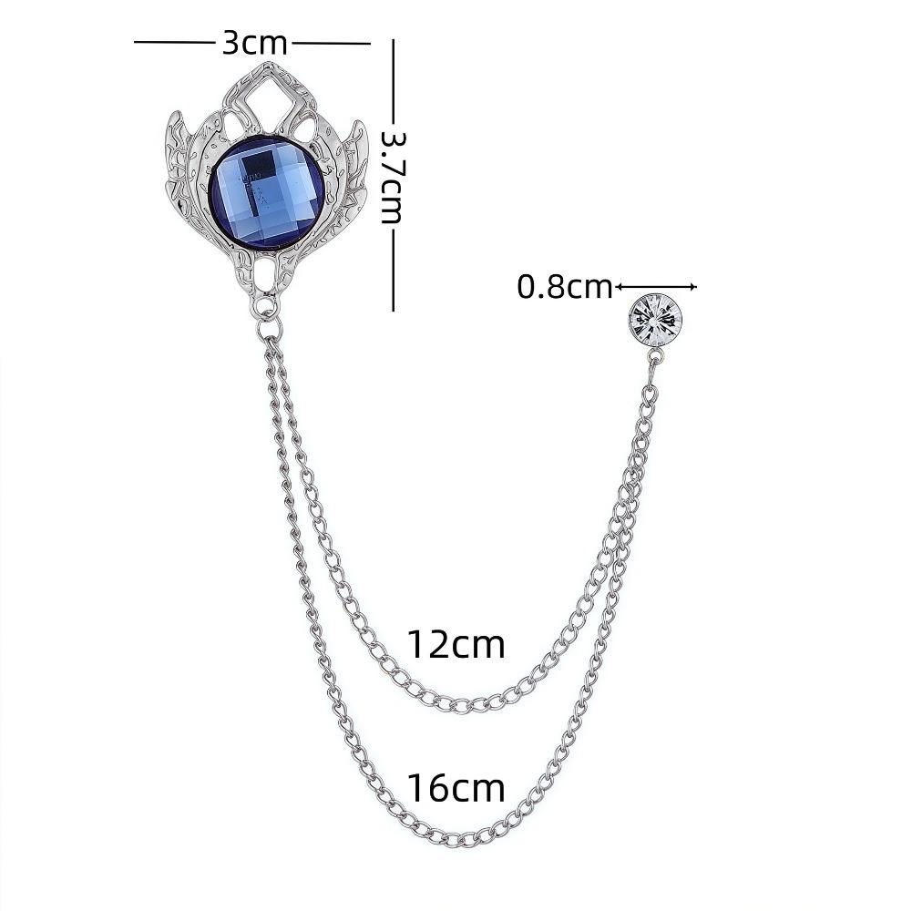 Luxury Rhinestone Tassel Chain Brooch for Men Vintage Corsage Shirt Coat Lapel Pins Elegant Wedding Party Badge Jewelry