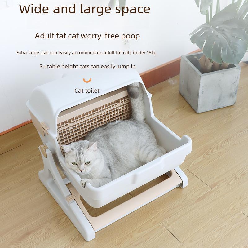 Leyoupai Semi-Automatic Oversized Cat Litter Box, Semi-Enclosed Design