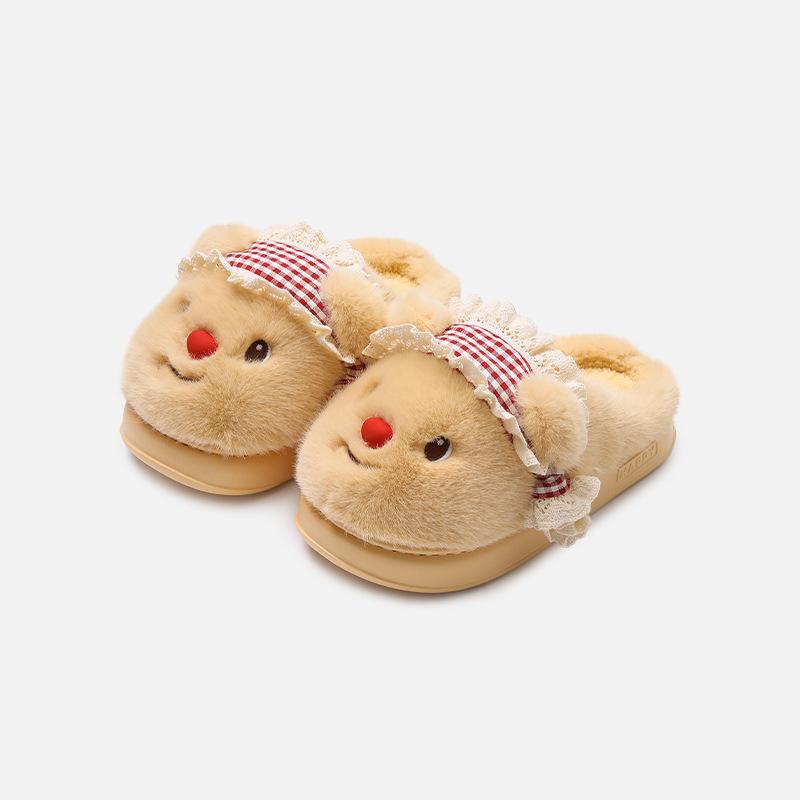Cartoon Bear Cotton Slippers Women Autumn Winter Home Anti Slip Warm Slippers Winter Indoor Plush Slippers
