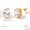 18K Gold Zirconia Stud Earrings - Niche, Simple, Colorfast Titanium Stainless Steel Ear Jewelry