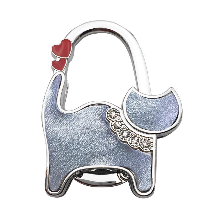 Two-heart Cat Bag Hook: Customizable Logo, Inner-Folding Table Edge Hook for Ladies